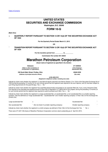 Thumbnail Marathon Petroleum 10-Q Quarterly Report FY2015 