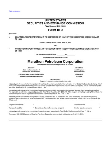 Thumbnail Marathon Petroleum 10-Q Quarterly Report FY2015 