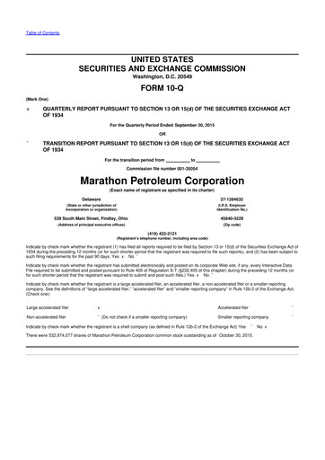 Thumbnail Marathon Petroleum 10-Q Quarterly Report FY2015 