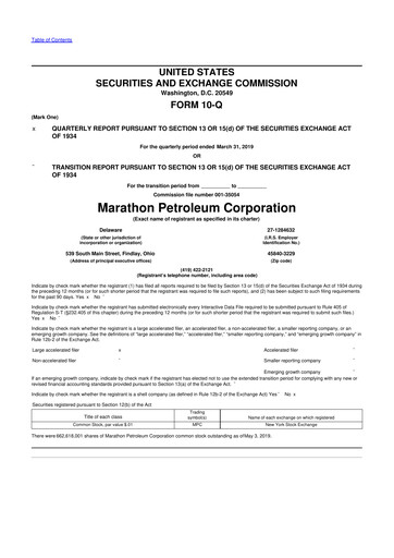 Thumbnail Marathon Petroleum 10-Q Quarterly Report FY2019 