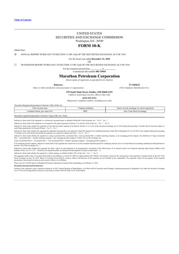 Thumbnail Marathon Petroleum 10-K Annual Report 2020