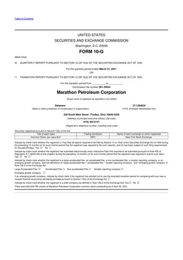 Thumbnail Marathon Petroleum 10-Q Quarterly Report FY2021 