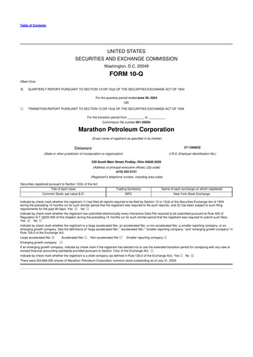 Thumbnail Marathon Petroleum 10-Q Quarterly Report FY2024 