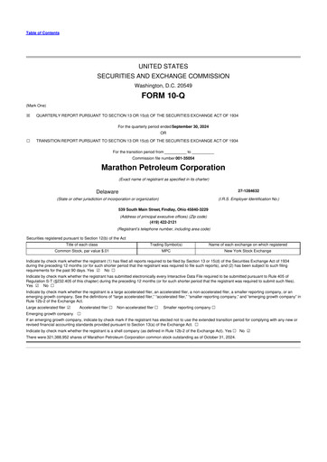 Thumbnail Marathon Petroleum 10-Q Quarterly Report FY2024 