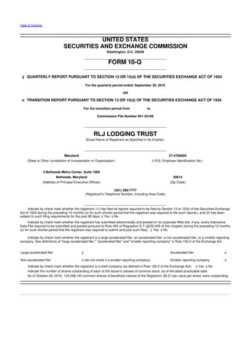 Thumbnail RLJ Lodging Trust 10-Q Quarterly Report FY2016 