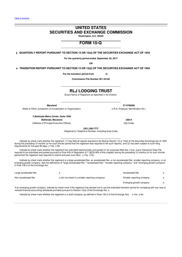 Thumbnail RLJ Lodging Trust 10-Q Quarterly Report FY2017 