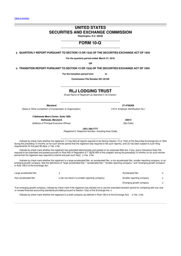 Thumbnail RLJ Lodging Trust 10-Q Quarterly Report FY2018 