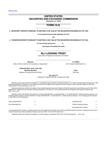 Thumbnail RLJ Lodging Trust 10-Q Quarterly Report FY2018 
