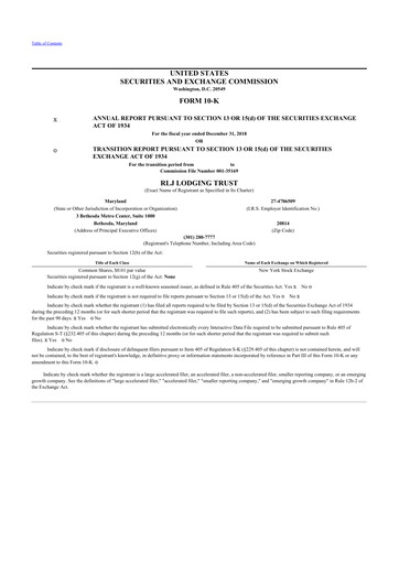 Thumbnail RLJ Lodging Trust 10-K Annual Report 2018