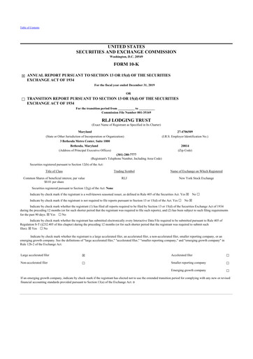 Thumbnail RLJ Lodging Trust 10-K Annual Report 2019