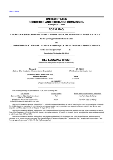 Thumbnail RLJ Lodging Trust 10-Q Quarterly Report FY2021 