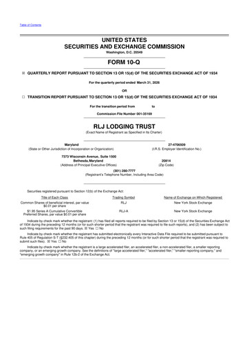 Thumbnail RLJ Lodging Trust 10-Q Quarterly Report FY 
