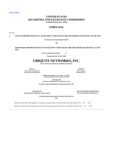 Thumbnail Ubiquiti 10-K Annual Report 2013