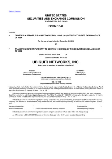 Thumbnail Ubiquiti 10-Q Quarterly Report FY2014 