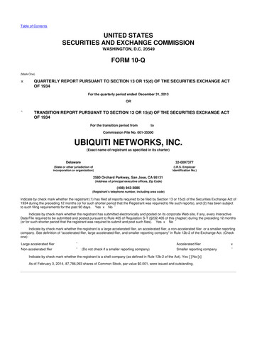 Thumbnail Ubiquiti 10-Q Quarterly Report FY2014 