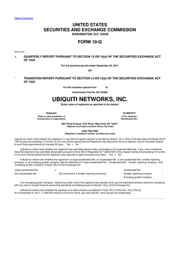 Thumbnail Ubiquiti 10-Q Quarterly Report FY2018 