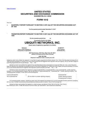 Thumbnail Ubiquiti 10-Q Quarterly Report FY2018 