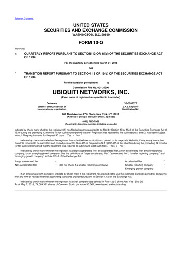 Thumbnail Ubiquiti 10-Q Quarterly Report FY2018 