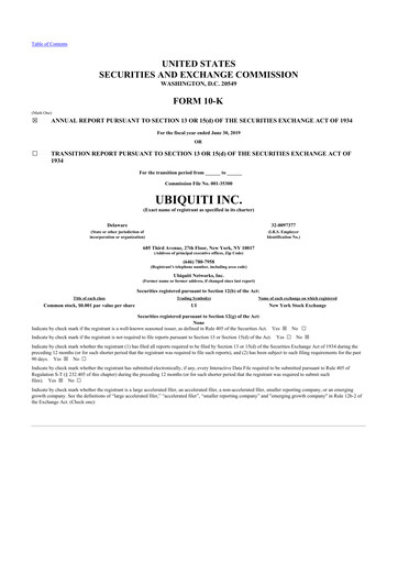 Thumbnail Ubiquiti 10-K Annual Report 2019