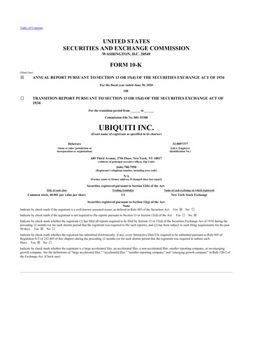 Thumbnail Ubiquiti 10-K Annual Report 2020