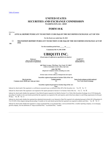 Thumbnail Ubiquiti 10-K Annual Report 2022