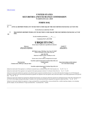 Thumbnail Ubiquiti 10-K Annual Report 2023