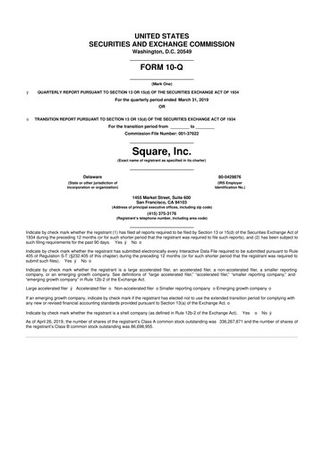 Miniature Block 10-Q Rapport trimestriel 2019 