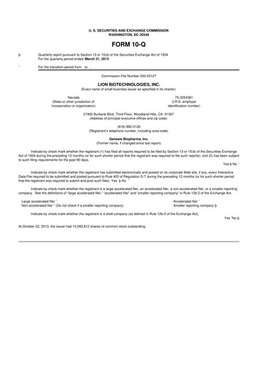 Thumbnail Iovance Biotherapeutics
 10-Q Quarterly Report FY2013 