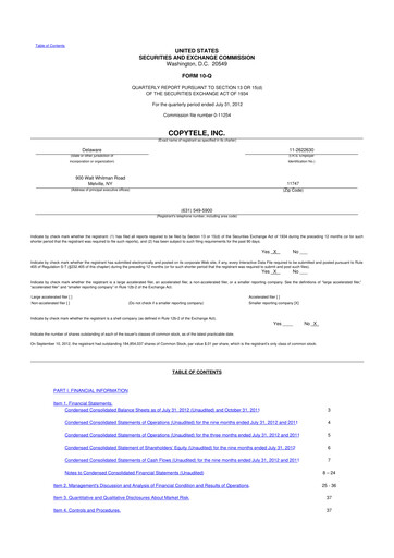 Miniature Anixa Biosciences 10-Q Rapport trimestriel 2012 