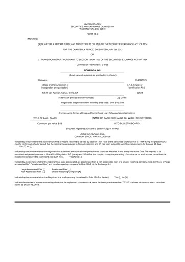 Vorschaubild Biomerica 10-Q Quartalsbericht 2013 
