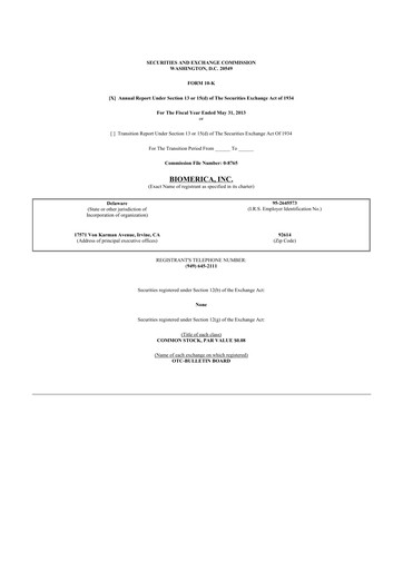 Thumbnail Biomerica 10-K Annual Report 2013