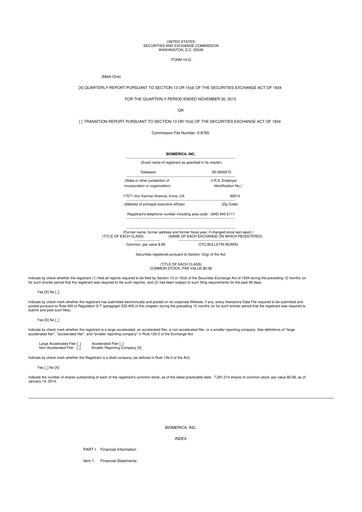 Vorschaubild Biomerica 10-Q Quartalsbericht 2014 