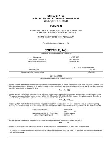 Miniature Anixa Biosciences 10-Q Rapport trimestriel 2014 