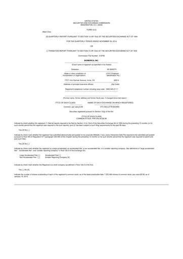Vorschaubild Biomerica 10-Q Quartalsbericht 2015 