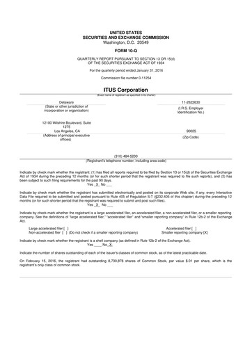 Miniature Anixa Biosciences 10-Q Rapport trimestriel 2016 