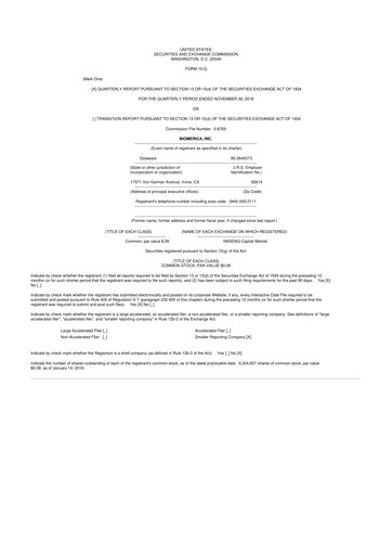 Vorschaubild Biomerica 10-Q Quartalsbericht 2019 