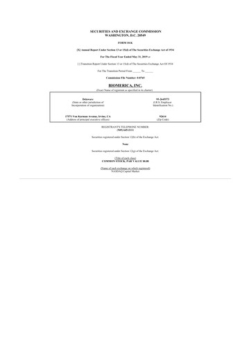 Thumbnail Biomerica 10-K Annual Report 2019