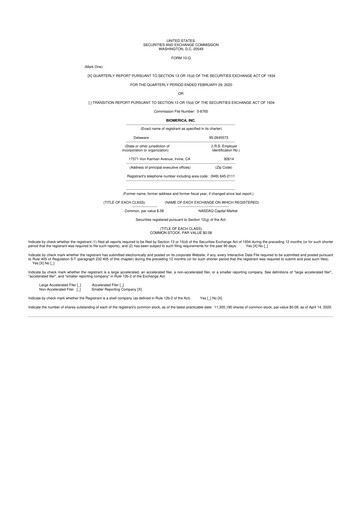 Vorschaubild Biomerica 10-Q Quartalsbericht 2020 