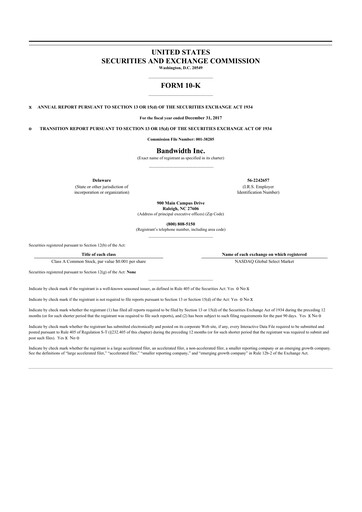 Thumbnail Bandwidth 10-K Annual Report 2017