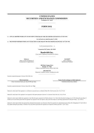 Thumbnail Bandwidth 10-K Annual Report 2018