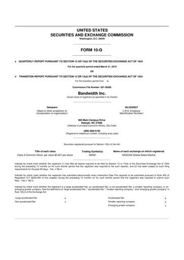 Vorschaubild Bandwidth 10-Q Quartalsbericht 2019 