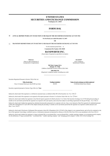 Thumbnail Bandwidth 10-K Annual Report 2019