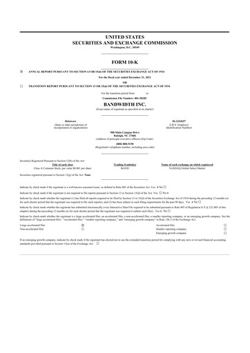 Thumbnail Bandwidth 10-K Annual Report 2021