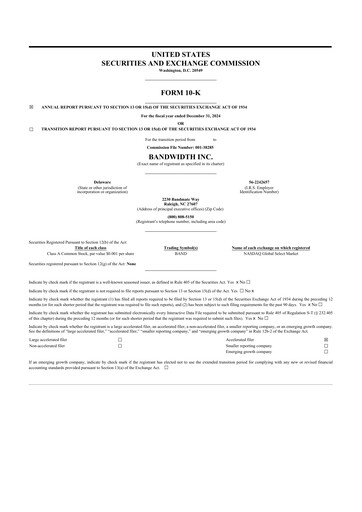 Thumbnail Bandwidth 10-K Annual Report 2024