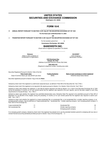 Thumbnail Bandwidth 10-K Annual Report 2025