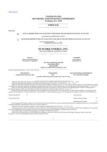 Thumbnail SunCoke Energy
 10-K Annual Report 2019