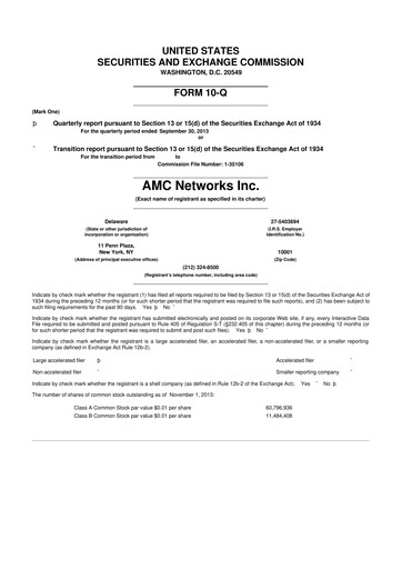 Thumbnail AMC Networks
 10-Q Quarterly Report FY2013 