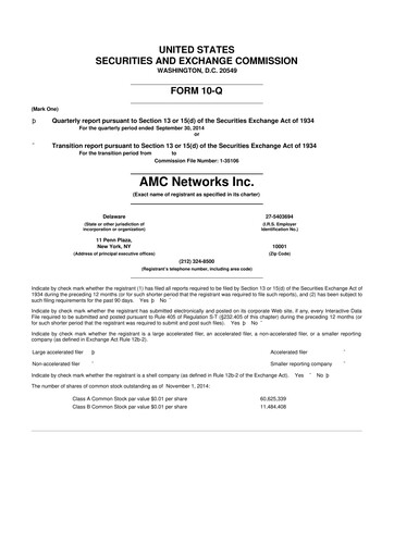 Thumbnail AMC Networks
 10-Q Quarterly Report FY2014 