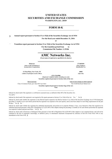 Thumbnail AMC Networks
 10-K Annual Report 2016