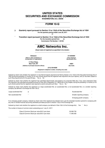 Thumbnail AMC Networks
 10-Q Quarterly Report FY2017 